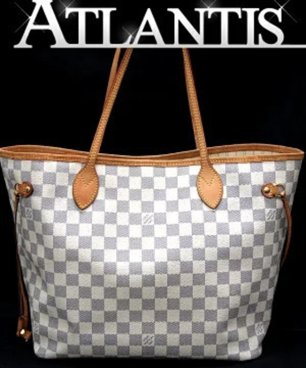 Louis Vuitton Neverfull Tote Bag Damier Azur White